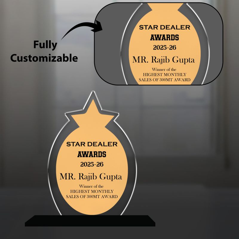 Highest Monthly Sales Award Trophy Personalized Acrylic Award Trophy Custom with Name | Achievement Award for Employee, Corporate Recognition Thankyou Gift for Employee
